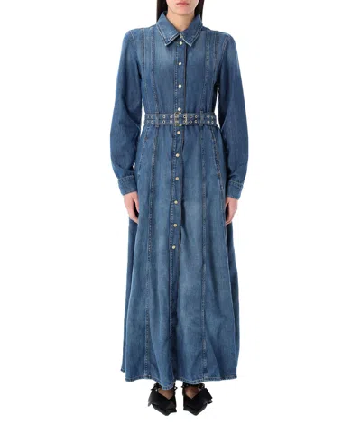 Ganni Long Dress In Blue