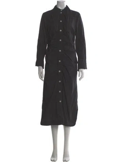 Pre-owned Ganni Long Dress In Gray