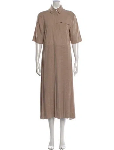 Pre-owned Ganni Long Dress In Neutral