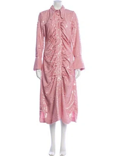 Pre-owned Ganni Long Dress In Pink