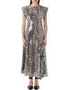 Ganni Long Dress Sequin Leo In Multicolor