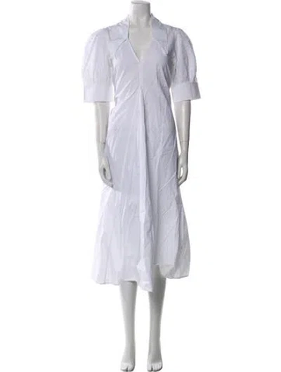 Pre-owned Ganni Long Dress In White