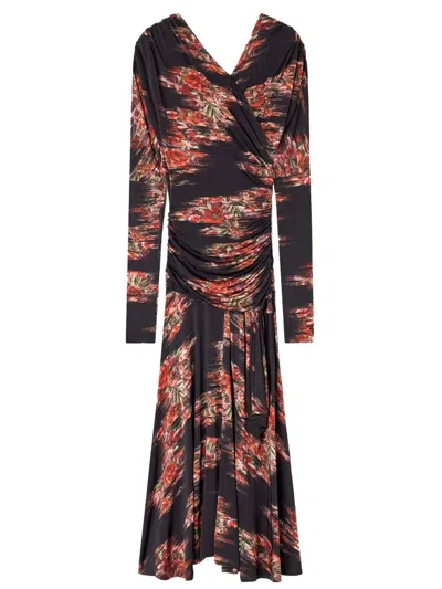 GANNI LONG DRESS WITH FLORAL PRINT