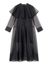 Ganni Long Dress With Hoop Collar In Black