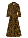 Ganni Animal Print Dress Chest Pockets In Brown