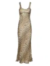 Ganni Animal Print Scoop Neckline Floor-length Dress In Animal Print