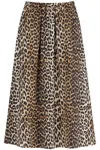 Ganni Womens Leopard Shirred-waist Leopard-pattern Regular-fit Organic-cotton Maxi Skirt In Leopard (brown)