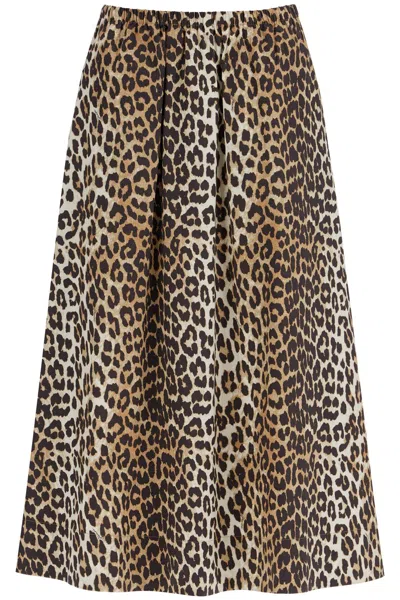 GANNI LONG LEOPARD PRINT MAXI SKIRT