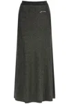 Ganni Metallic Ribbed-knit Maxi Skirt In Black