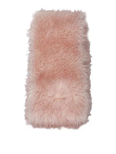 Ganni Long Pile Alternative Fur Scarf In White
