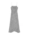 Ganni All-over Metallic Embellished Dress In Gray