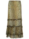 Ganni Animal Print Flared Layered Leopard Skirt In Animal Print