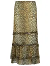 Ganni Animal Print Flared Layered Leopard Skirt In Animal Print
