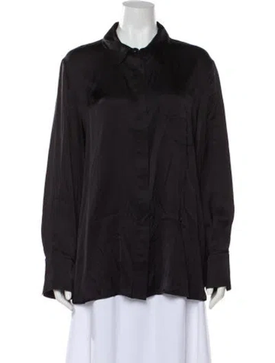 Pre-owned Ganni Long Sleeve Blouse In Black
