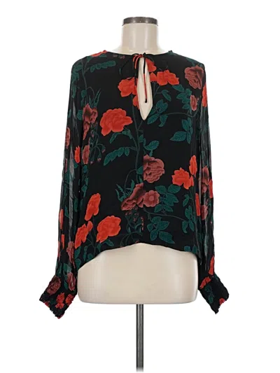 Pre-owned Ganni Long Sleeve Blouse In Blue