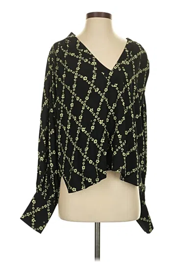 Pre-owned Ganni Long Sleeve Blouse In Green