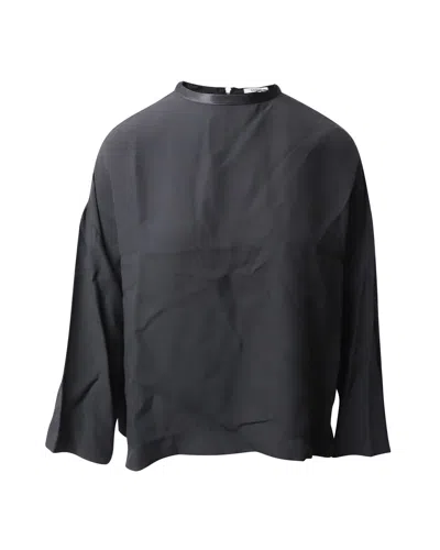 Ganni Long Sleeve Blouse In Black Viscose