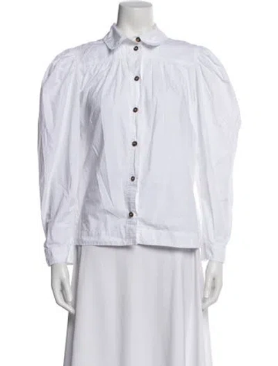 Pre-owned Ganni Long Sleeve Blouse In Multi