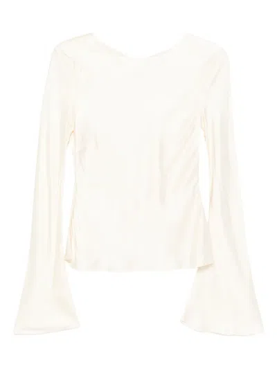 Ganni Long Sleeve Blouse In Neutral