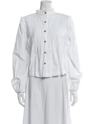 Pre-owned Ganni Long Sleeve Blouse In Neutral