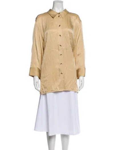 Pre-owned Ganni Long Sleeve Blouse W/ Tags In Neutral