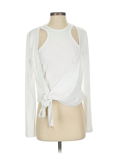 Pre-owned Ganni Long Sleeve Blouse In White