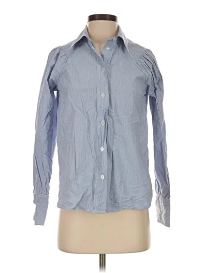 Pre-owned Ganni Long Sleeve Button Down Shirt In Blue