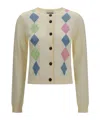 Ganni Diamond-pattern Cotton Cardigan In Multi