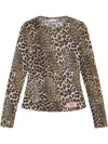 Ganni Leopard Pattern Printed Mesh Long Top