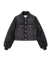 Ganni Modern Denim Jacket Contrast Sleeves In Black