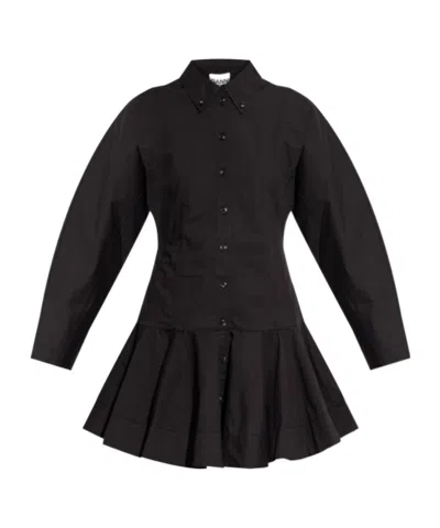 Ganni Long Sleeve Dress In Black