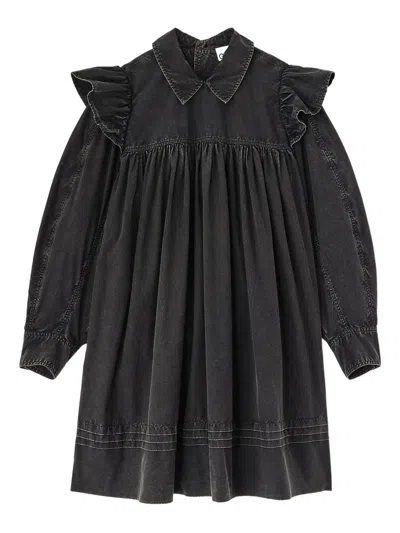 Ganni Langärmeliges Minikleid In Black