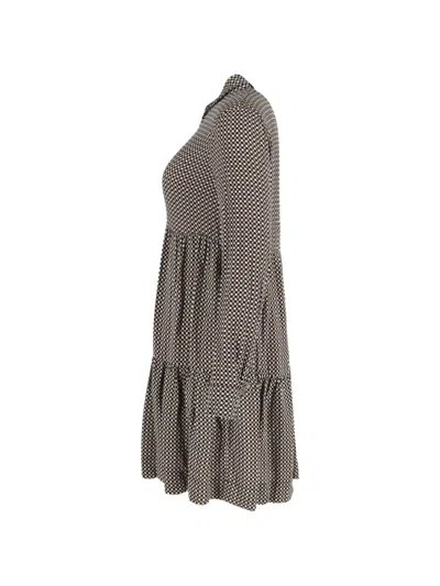 Pre-owned Ganni Long-sleeve Mini Dress In Brown