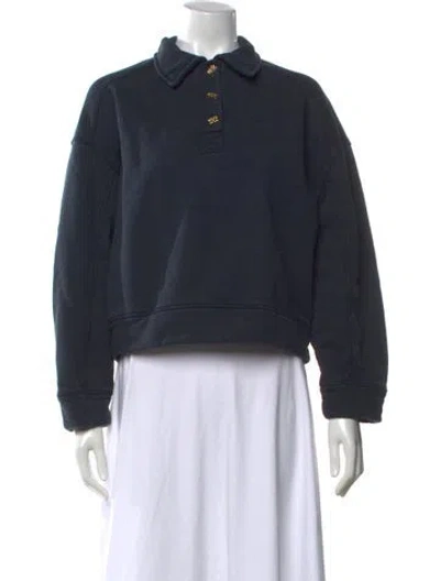 Pre-owned Ganni Long Sleeve Polo In Blue