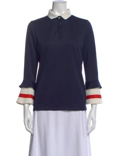 Pre-owned Ganni Long Sleeve Polo W/ Tags In Blue