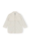Ganni Long Sleeve Quilt Midi Jacket In White