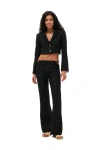 Ganni Stretch Jacquard Cropped Blazer In Black