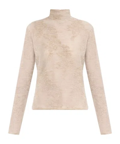 Ganni High-neck Button Sweater In Neutral