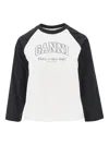Ganni Baseball Graphic Raglan Crew Neck T-shirt In Multi
