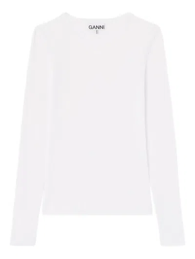 Ganni Long-sleeve T-shirt In White
