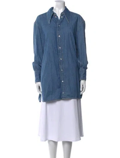 Pre-owned Ganni Long Sleeve Tunic In Blue