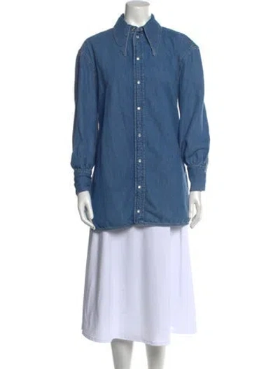 Pre-owned Ganni Long Sleeve Tunic In Blue