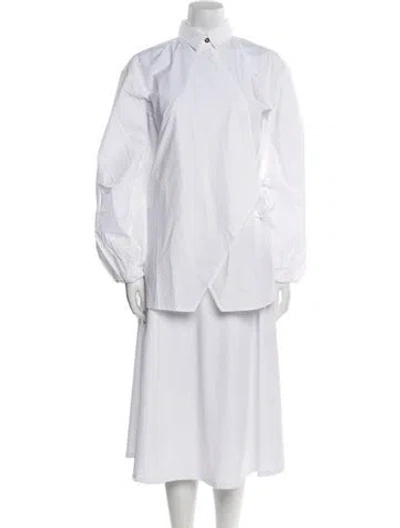 Pre-owned Ganni Long Sleeve Tunic W/ Tags In White