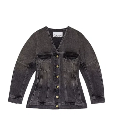Ganni Tint Edge Denim Jacket In Black