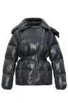 Ganni Black Shiny Nylon Puffer Jacket In Black