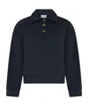 Ganni Heavy Fleece Drop Shoulder Polo Shirt In Sky Captain