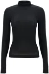 GANNI GANNI BLACK RIBBED TURTLENECK JUMPER