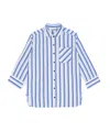 Ganni Blue Cotton Pattern Shirt In White