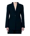 Ganni Black Solid Twill Suiting Blazer In Black