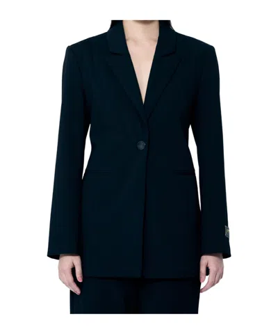 GANNI GANNI SINGLE-BUTTONED TWILL SUITING BLAZER